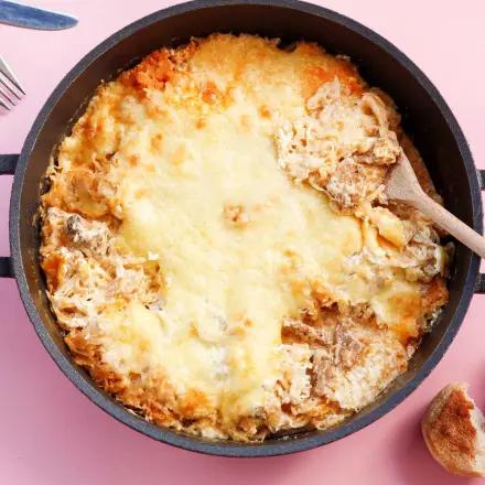 Gratin mit Gyros und Sauerkraut