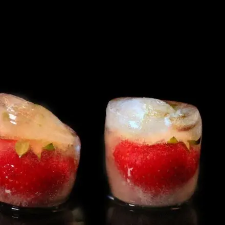 Erdbeereiswürfel herstellen