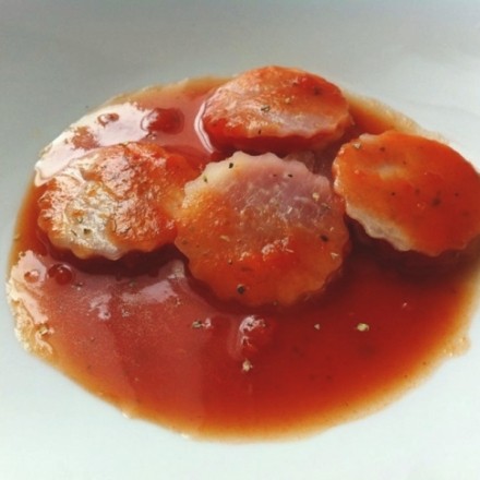 Kohlrabi Ravioli vegan mit Tomaten-Basilikum Soße