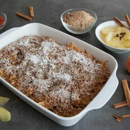 Apfelauflauf mit Roggenbrot
