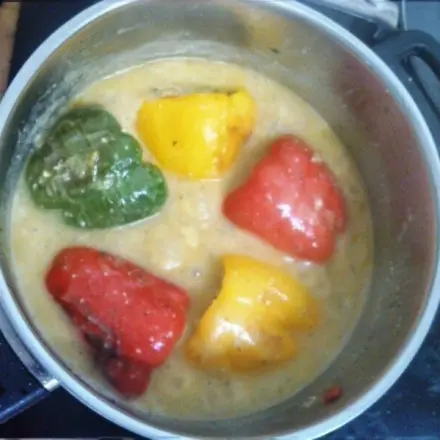 Paprikaschoten mit herzhafter Hackfleischfüllung und Soße