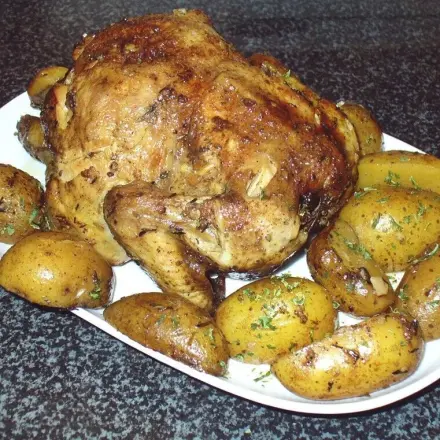 Knoblauch-Ingwer-Hähnchen im Römertopf