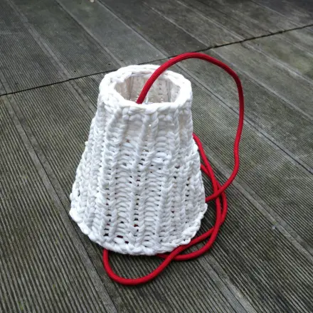 Lampenschirm stricken aus T-Shirt Garn