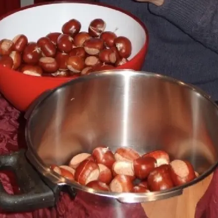 Getrocknete Esskastanien (Maroni, Maronen) zubereiten