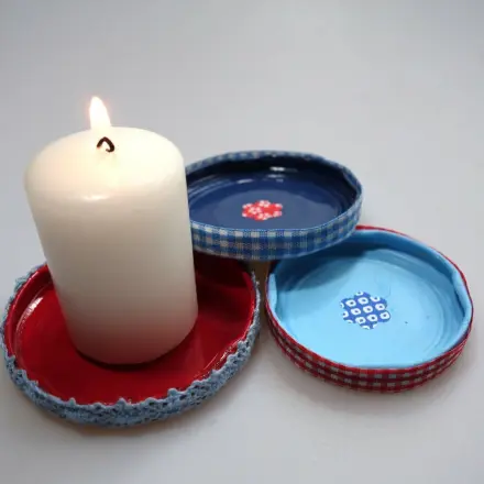 Marmeladendeckel als Kerzenhalter