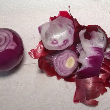 Zwiebeln schälen ohne Schale auf dem Brett