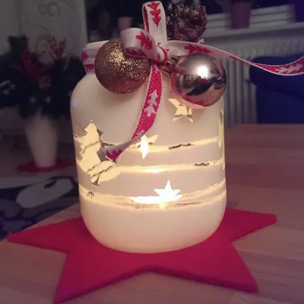 Advents-Windlicht nach Batik-Art