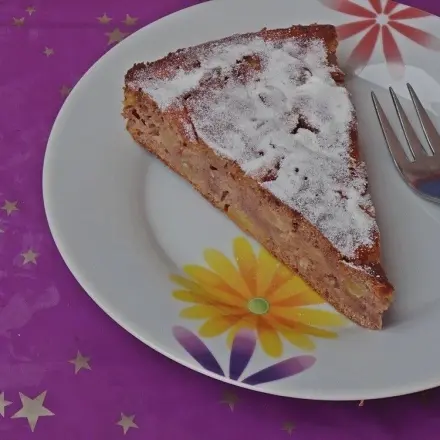 Apfelkuchen mit Kastanienmehl und Eiweißpulver