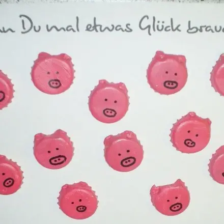 Glücksschweinchen aus Kronkorken