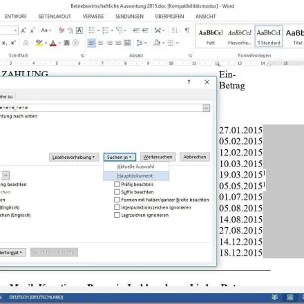 Bei Word 2013 alle Suchergebnisse markieren