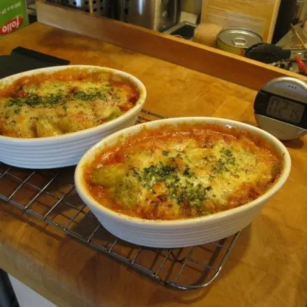 Fisolenauflauf mit Chorizo und Emmentaler