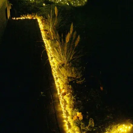Weihnachtsdeko: Mit Lichterkette das Beet umranden!