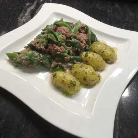 Grüne Bohnen mit Corned Beef