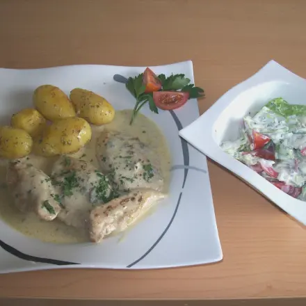 Hähnchen-Schnitzel in Gorgonzola-Soße