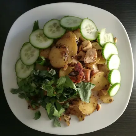 Bratkartoffeln mit Halloumi und Knollengemüse