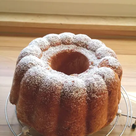 Quark-Gugelhupf aus Hefeteig