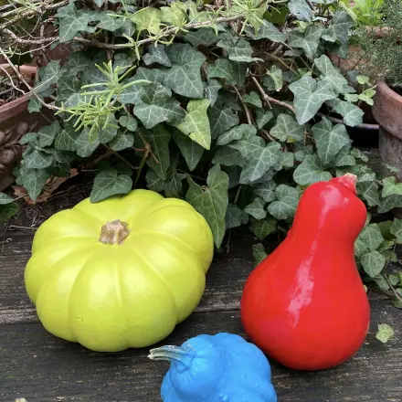 Kürbis bemalen in knalligen Farben