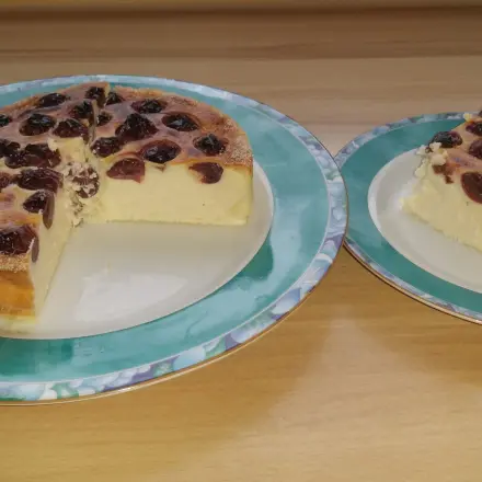 Quark-Kirsch-Kuchen ohne Boden - in der Heißluftfritteuse backen