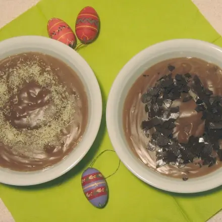 Pudding Schoko-Vanille mit Rosinen & Orangeat