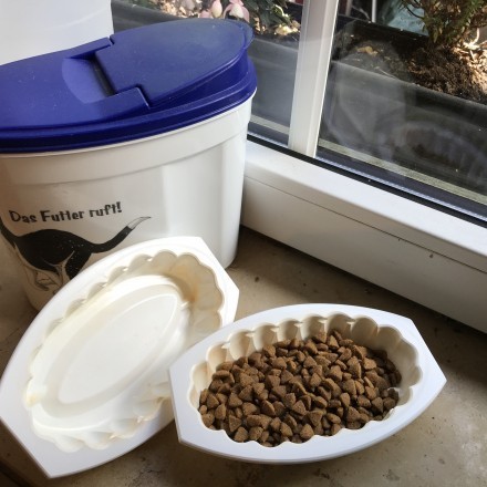 Futternapf für Katzen aus Recycling-Schalen