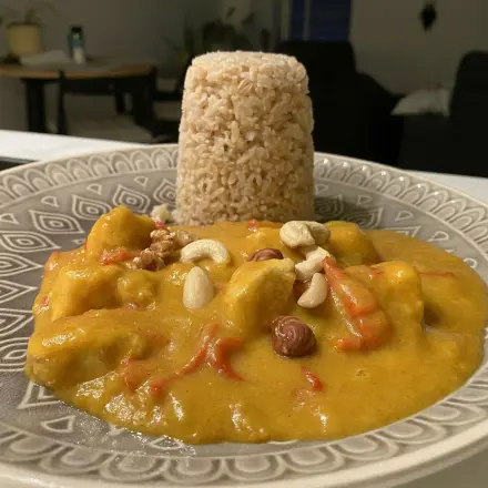 Scharfes Butternuss-Kürbiscurry mit Hühnchen