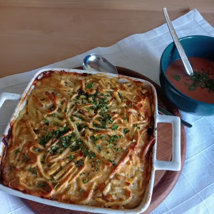 Nudel-Putenfleisch-Auflauf