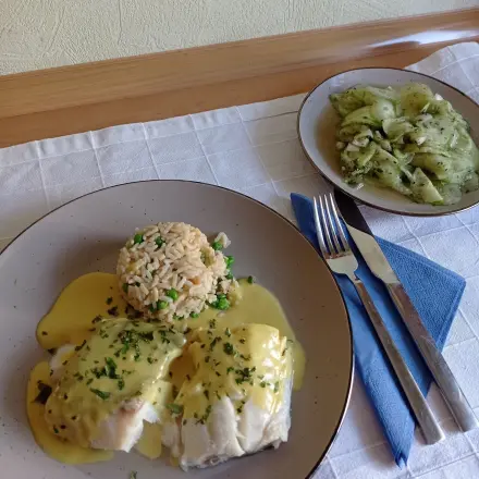 Kabeljau in Currysoße