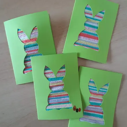 Osterkarten mit Wolle verzieren