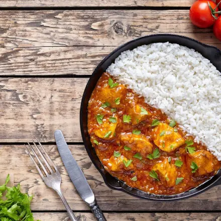 Reisfleisch mit Pilzen und Paprika
