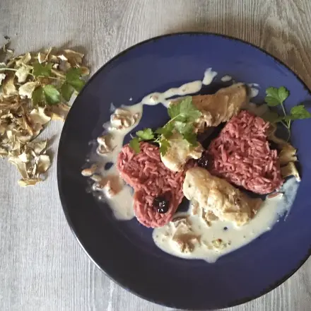 Glühwein-Basmati-Reis an Hähnchenfilet