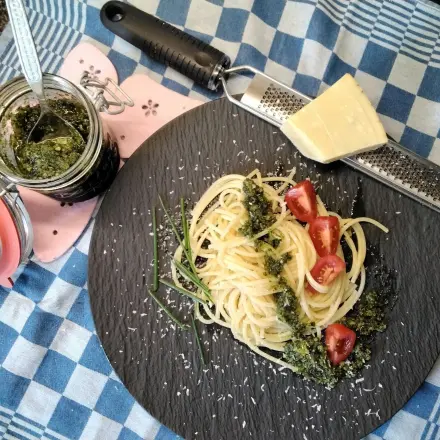 Spaghetti al bronzo mit Bärlauchpesto