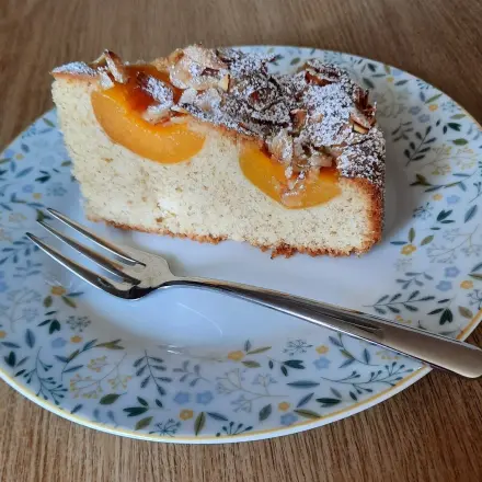 Kuchen mit versunkenen Aprikosen und Mandeln