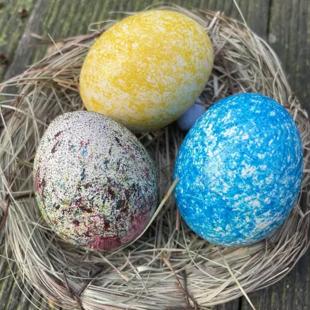 Ostereier färben mit Reis und Lebensmittelfarbe