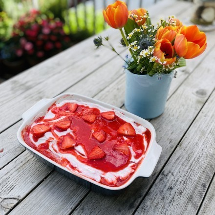 Erdbeer-Tiramisu mit Quark - leichtes Rezept