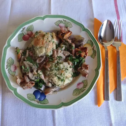 Pilzragout mit Semmelknödel