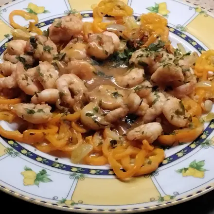 Garnelen mit Paprika-Honig-Soße