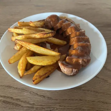 Currywurst aus der Heißluftfritteuse