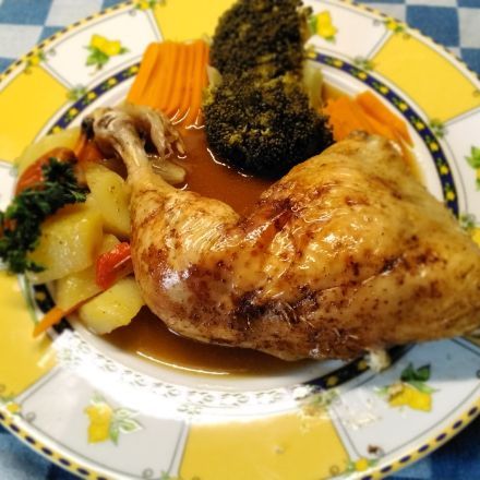 Hähnchenschenkel mit Gemüse aus dem Airfryer-Backofen