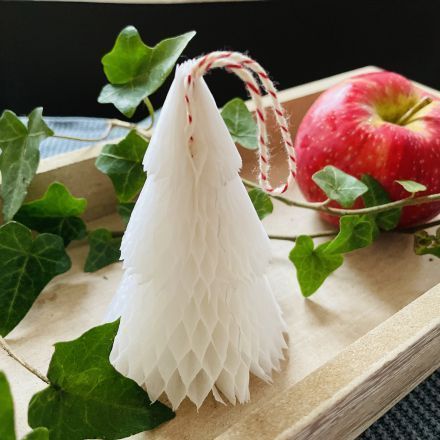 Tannenbäumchen aus Wabenpapier basteln