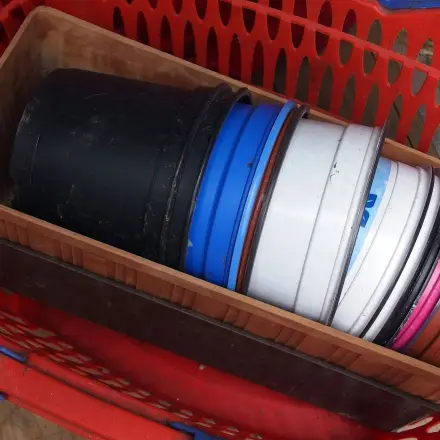 Plastik-Blumentöpfe zum Umsetzen - umsonst auf dem Friedhof