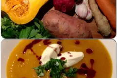Kürbiscremesuppe mit Süßkartoffeln
