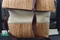 FoldOver-Tasche aus Dekostoff und Korkleder