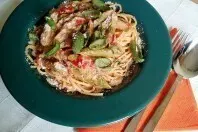 Spaghetti mit Spargel und Tomaten