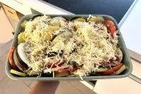 Kartoffel-Zucchini-Tomatenauflauf mit Kefir (Low Carb)