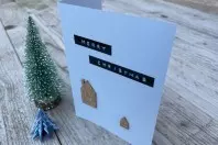 Weihnachtskarten mit Häuschen aus Kork