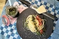 Spaghetti al bronzo mit Bärlauchpesto