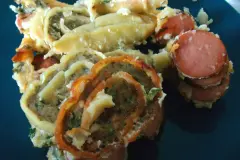 Maultaschenauflauf mit Rindswurst