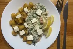 Spinat-Frischkäse-Soße mit Gnocchi