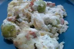 Rosenkohlauflauf mit Sp&auml;tzle und Saiten